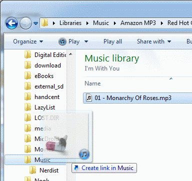 음악 파일을 이동식 디스크의 폴더로 드래그