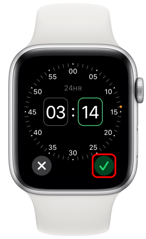 Alarmınızın saatini onaylamak için yeşil onay işaretine dokunun.