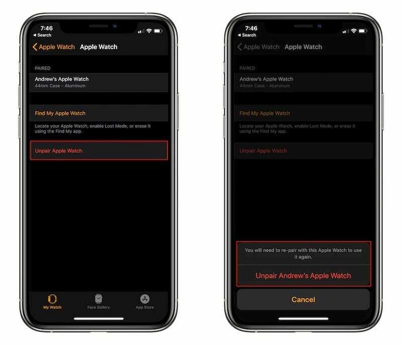 Usuń sparowanie zegarka z iPhonem 2