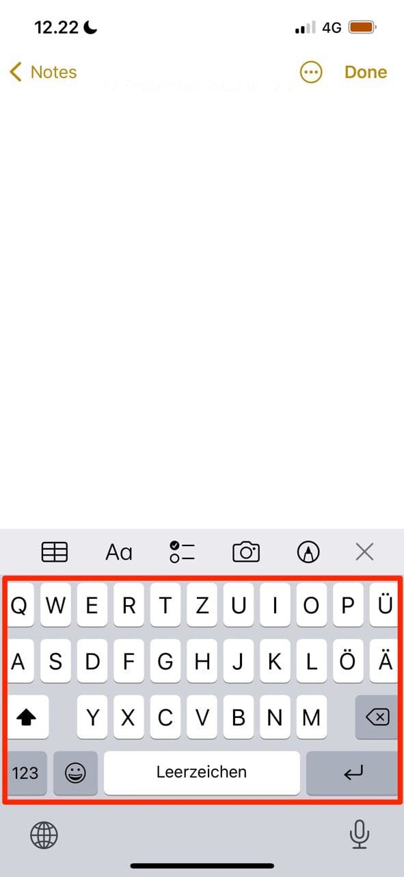 Capture d'écran montrant le clavier ajouté sur iPhone