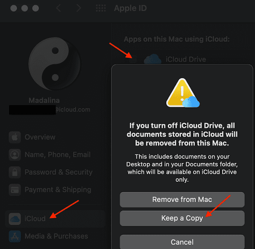 отключить icloud-drive-mac