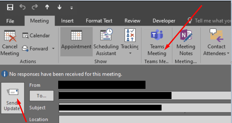 převést stávající schůzku aplikace Outlook na schůzku týmů