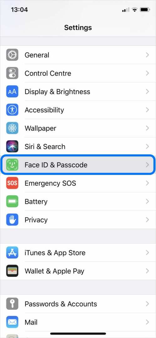 Настройки Face ID и пароля для iPhone