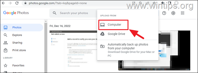 Upload computerfoto's naar Google Foto's.