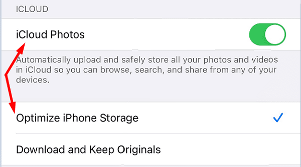 Optimizirajte pohranu iCloud fotografija iphone