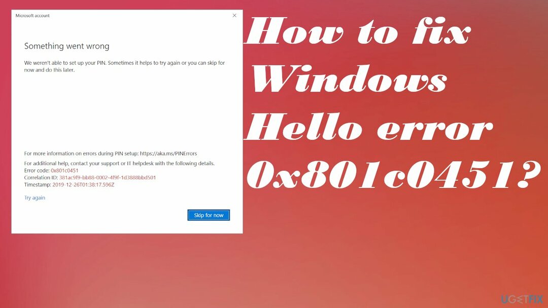 Windows Hello pogreška 0x801c0451