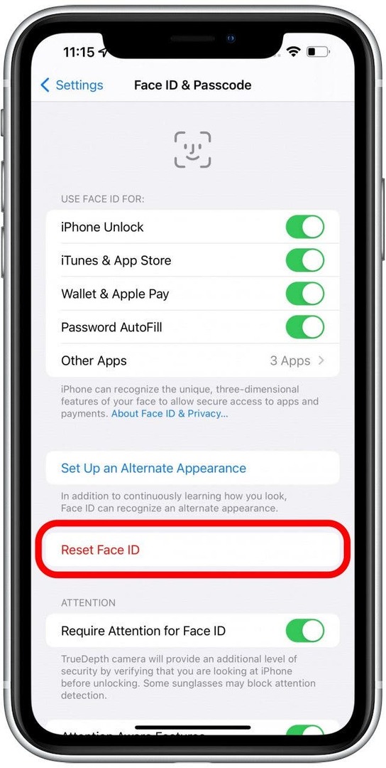 Iš naujo nustatykite „Face ID“ savo „iPhone“.