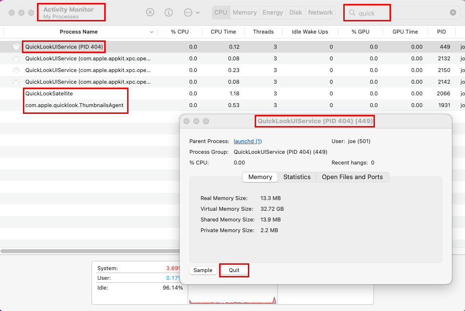 Дізнайтеся, як вийти з процесів Quick Look у macOS