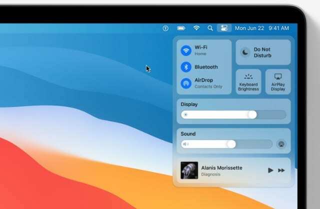 Kontrollcenter i macOS Big Sur