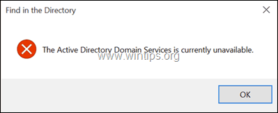 UPDATE: Drucker suchen – Die Active Directory-Domänendienste sind derzeit nicht verfügbar". 