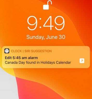 iOS 13 připomenutí dovolené
