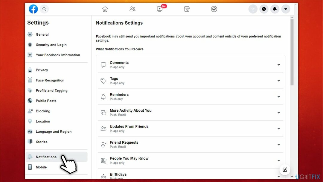 Értesítések javítása a Facebookon – lépjen az értesítések részre