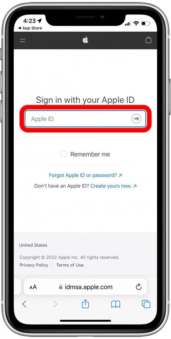 შეატყობინეთ პრობლემის Apple ID-ს