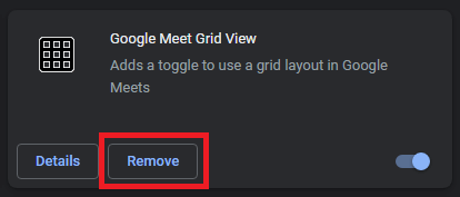 Eemaldage Google Meet ruudustikuvaade