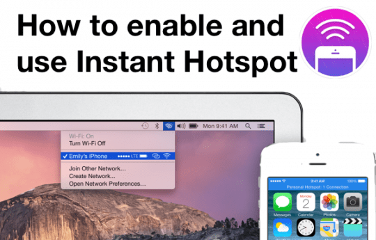 Instant Hotspoti lubamine ja kasutamine operatsioonisüsteemides iOS 8 ja OS X Yosemite