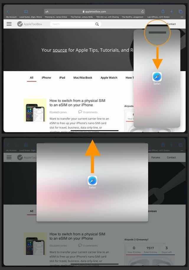 Ändern Sie eine Slide-Over-App in iPadOS in den Vollbildmodus