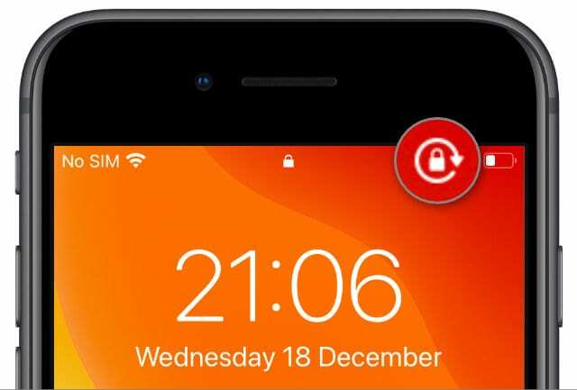 Rotation Lock piktograma iPhone 8 būsenos juostoje