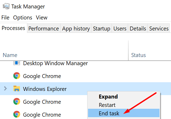 išjungti Windows Explorer