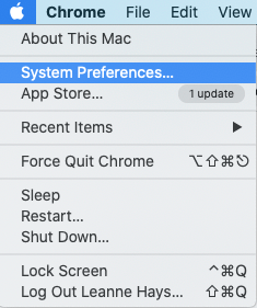 تفضيلات نظام mac