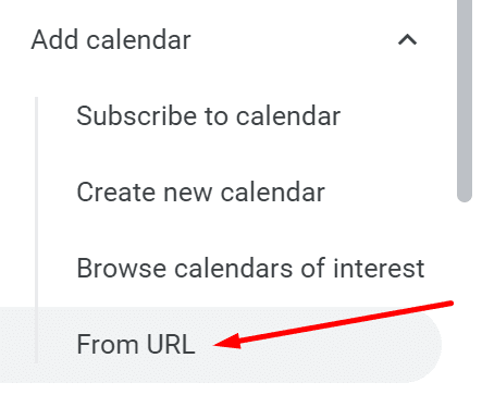 ajouter un calendrier à partir de l'URL Google Calendar