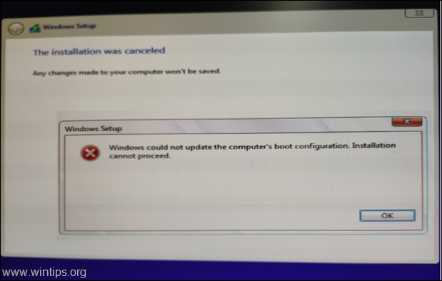 FIX Windows no pudo actualizar la configuración de arranque de la computadora. 