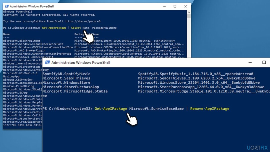 Remova o aplicativo via PowerShell