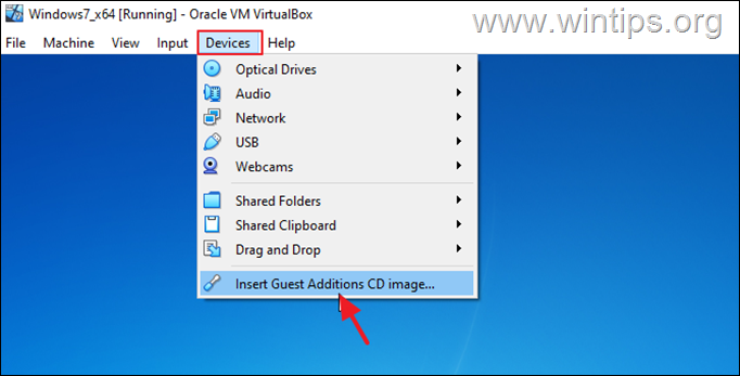 დააინსტალირეთ VirtualBox Guest Additions
