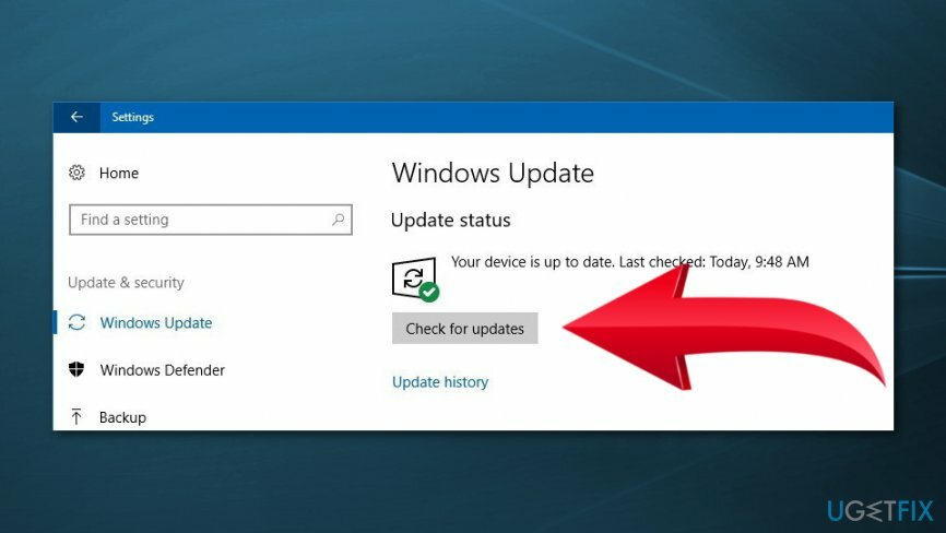 Zkontrolujte aktualizace systému Windows