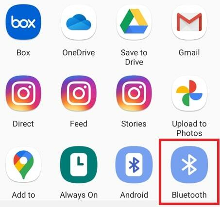 Appuyez sur partager et sélectionnez l'option Bluetooth