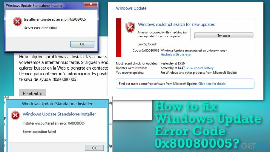 رمز الخطأ 0x80080005 على نظام التشغيل Windows 10