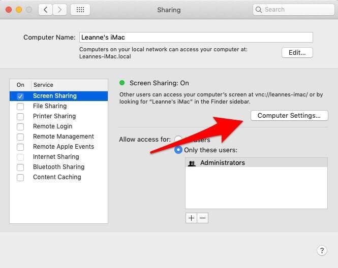 activar el uso compartido de pantalla de Apple