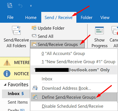 Outlook enviar e receber grupos