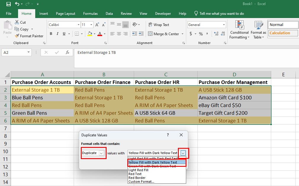 Come confrontare testi o stringhe utilizzando la formattazione condizionale