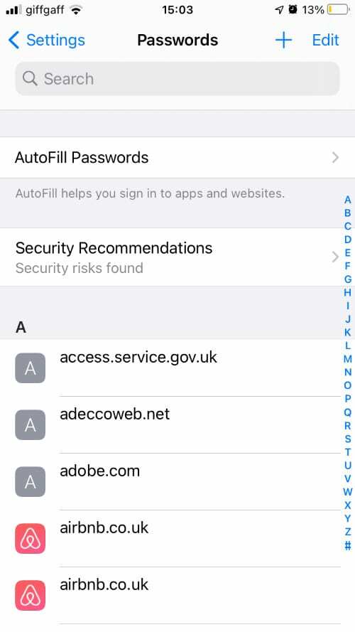 Impostazioni password iPhone