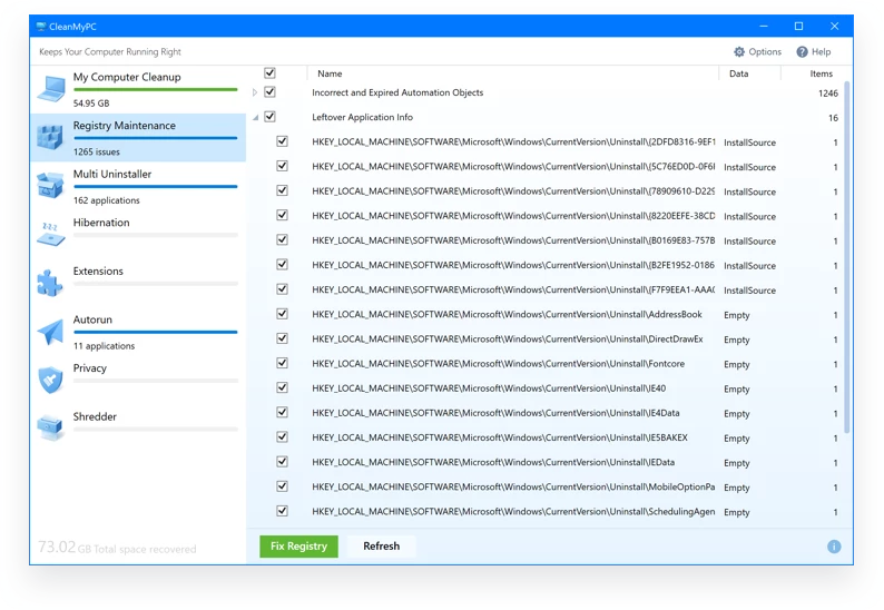 CleanMyPC-ohjelmisto Optimize Windows PC: lle