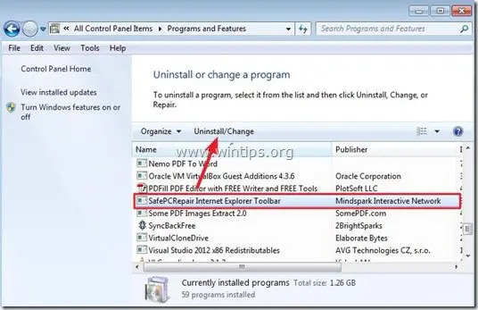 ถอนการติดตั้ง-safe-pc-repair-toolbar