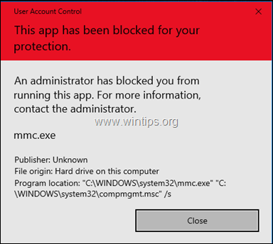 MMC.EXE इस ऐप को आपकी सुरक्षा के लिए ब्लॉक कर दिया गया है