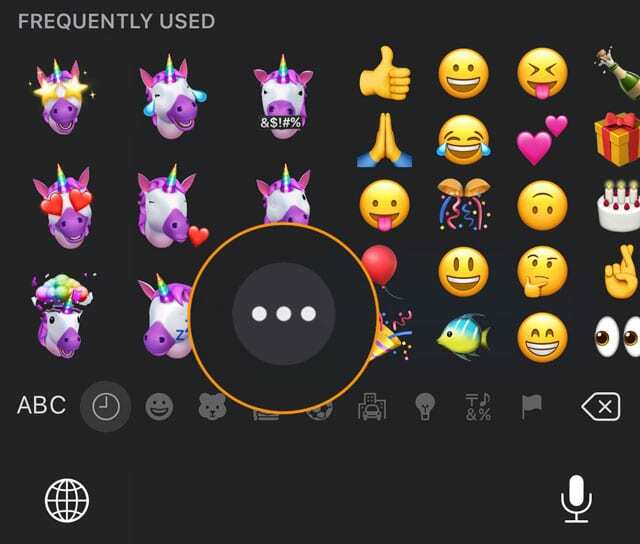 tlačidlo viac pre možnosť na klávesnici emoji