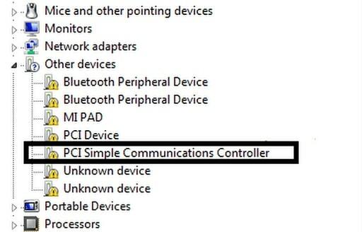 Щракнете върху PCI Simple Communications Controller от категория Други устройства