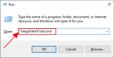 Coba hapus data Discord dari windows run