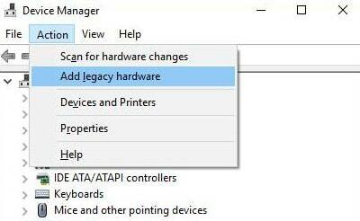 Adăugați hardware vechi din lista meniului contextual