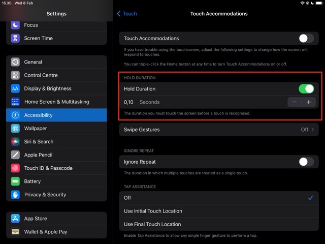 Snímek obrazovky iPad Duration Duration Touch