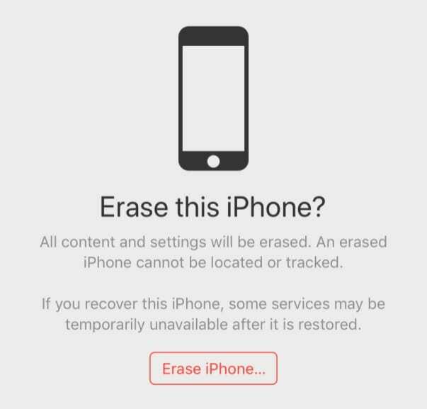 Ištrinkite įrenginį „Find My iPhone App Lost“ režimu