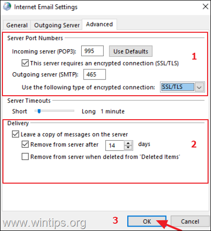 Paramètres avancés d'Outlook