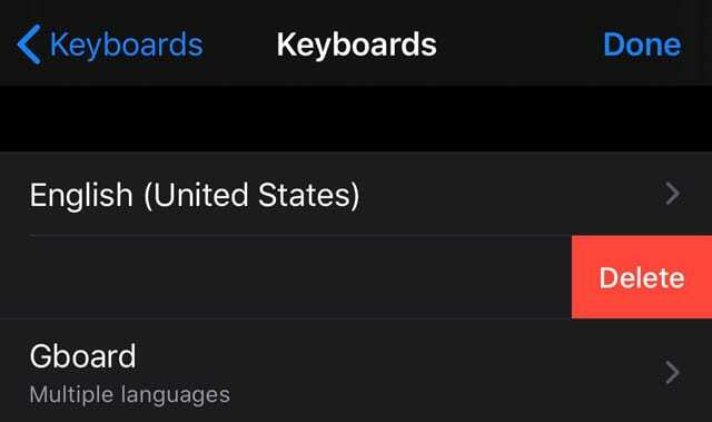 अपने iPhone की सेटिंग में एक कीबोर्ड हटाएं