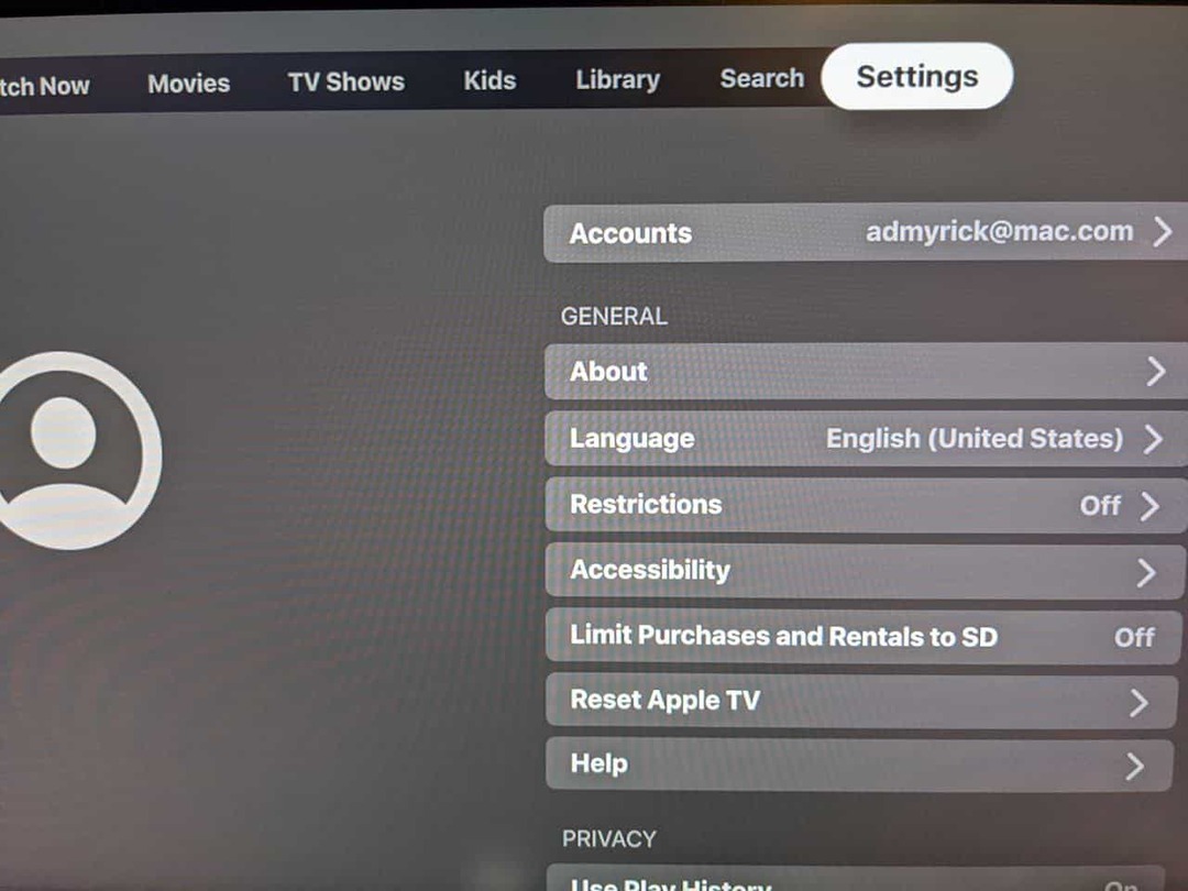 אפליקציית Apple TV עבור Roku Sign Out 2