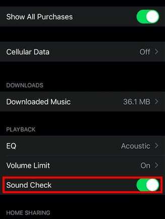 Apple संगीत पर ध्वनि जाँच सक्षम करें