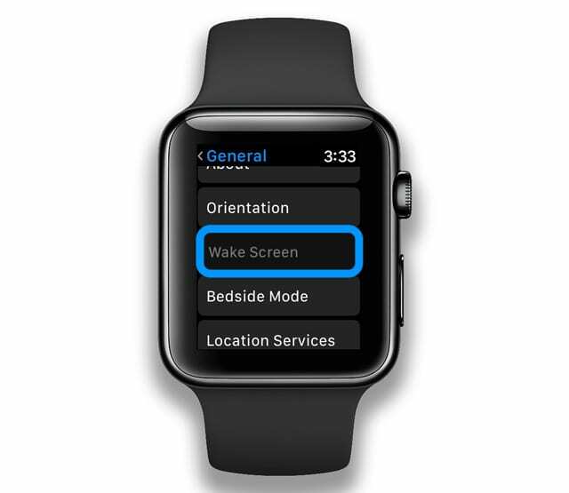 wake screen-indstillinger på Apple Watch