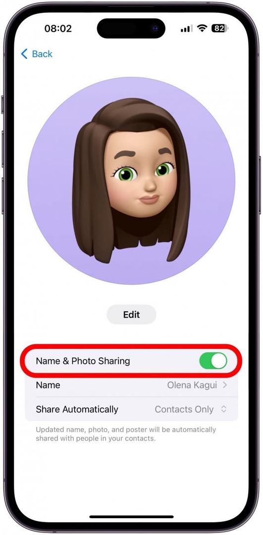Selanjutnya, Anda dapat menonaktifkan Berbagi Nama & Foto untuk privasi maksimal, namun tidak ada yang akan melihat Poster Kontak atau Foto yang Anda atur.