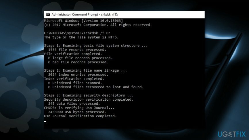 قم بتشغيل الأمر chkdsk